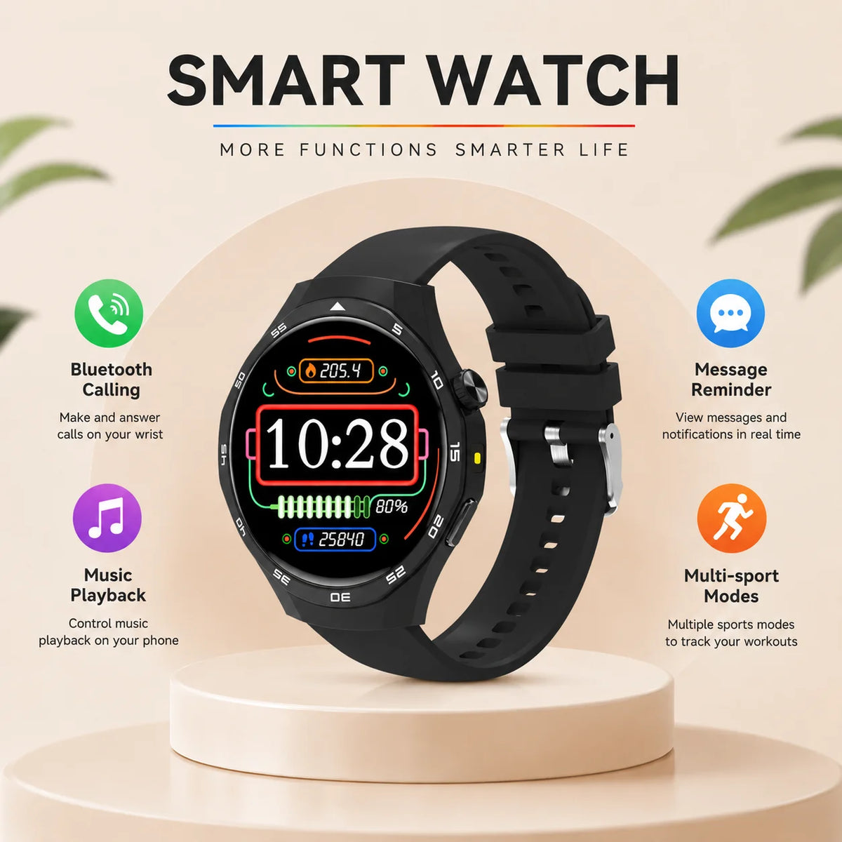 Reloj Inteligente 2026 Pantalla HD de 1.50 pulgadas Recordatorio Bluetooth Mensaje de vida Modo multi-deportivo
