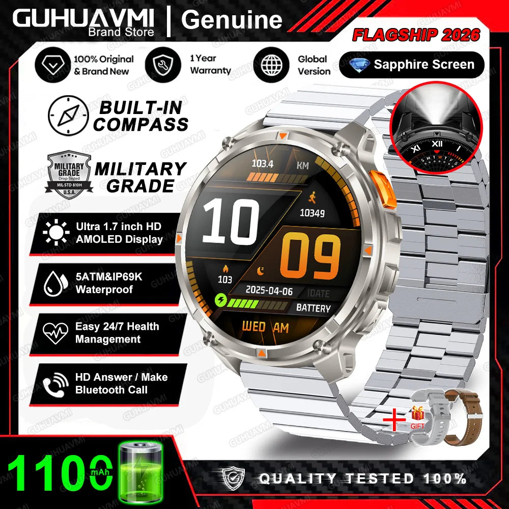T-Rex3 Pro 1100mAh 2026 Reloj T-Rex3 Pro 1100mAh Reloj Inteligente GPS 5ATM Reloj Deportivo Impermeable Reloj Al Aire Libre