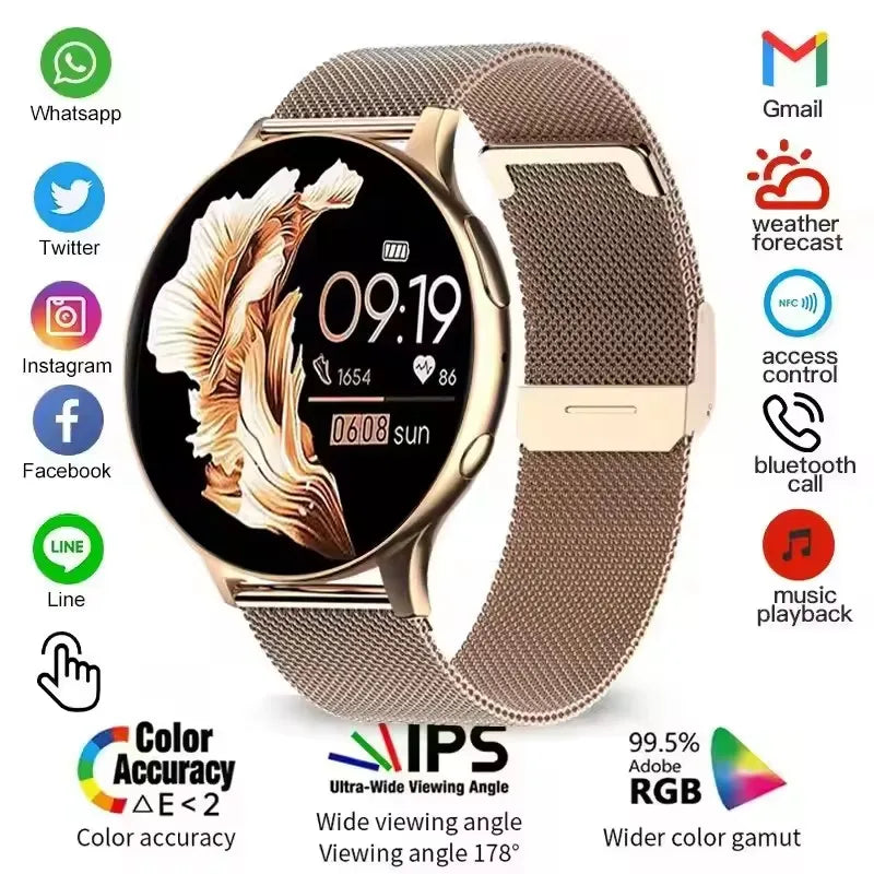 Smartwatch Circular Deportivo con Monitor de Salud y Bluetooth