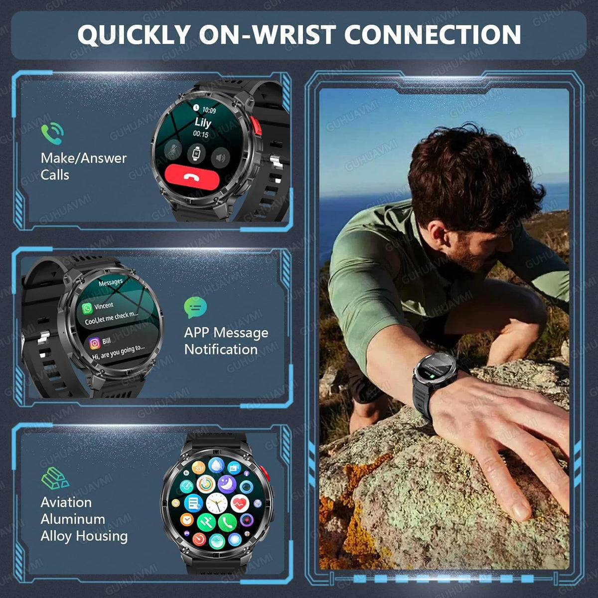 T-Rex3 Pro 1100mAh 2026 Reloj T-Rex3 Pro 1100mAh Reloj Inteligente GPS 5ATM Reloj Deportivo Impermeable Reloj Al Aire Libre