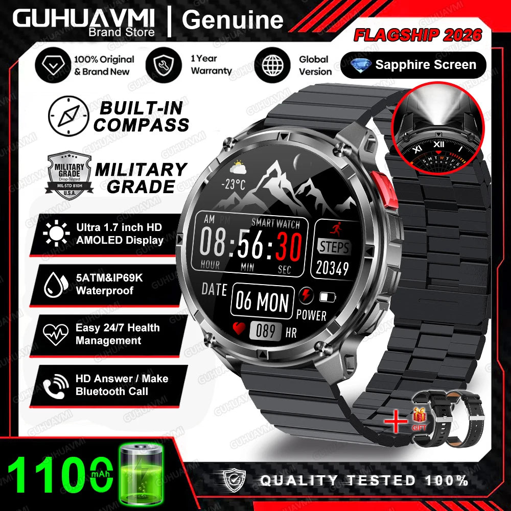 T-Rex3 Pro 1100mAh 2026 Reloj T-Rex3 Pro 1100mAh Reloj Inteligente GPS 5ATM Reloj Deportivo Impermeable Reloj Al Aire Libre