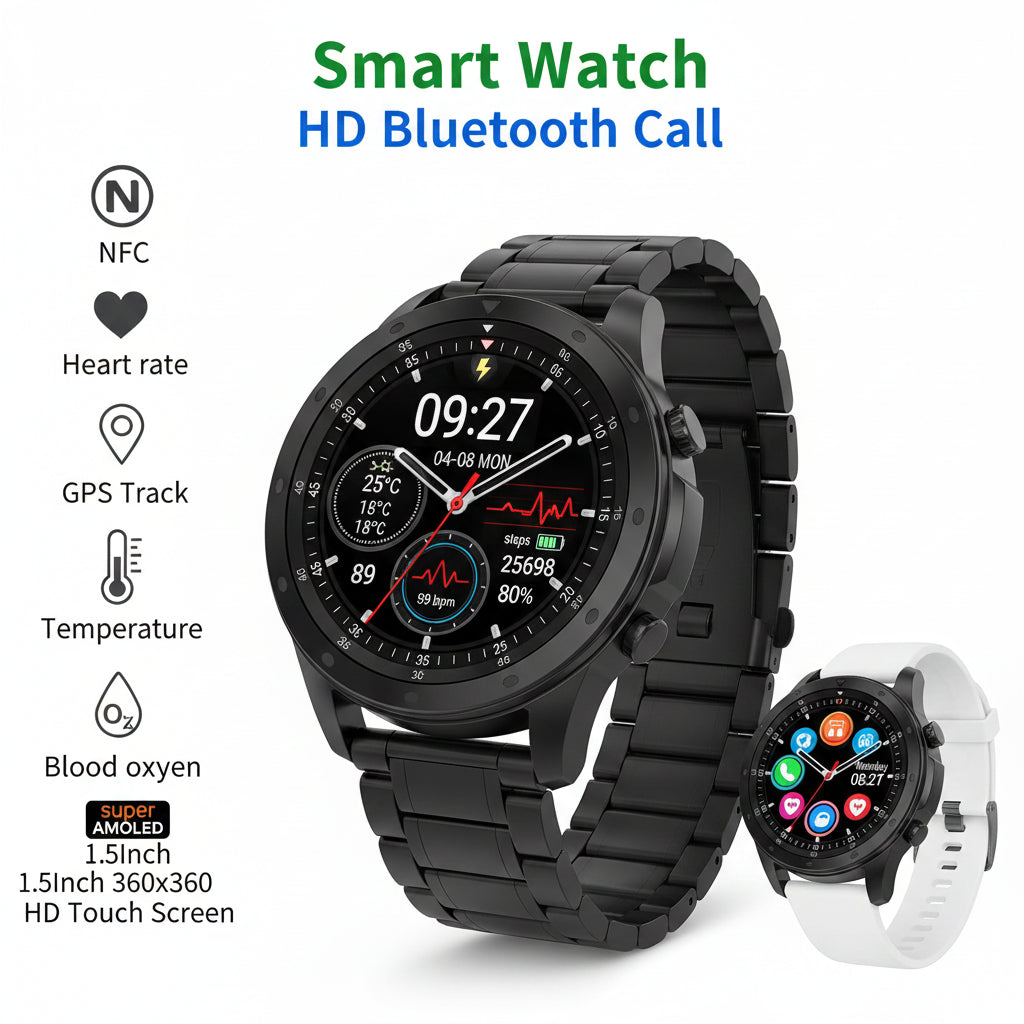Inteligente Pantalla AMOLED HD 2026 GPS Trayectoria Tasa Corazón Bluetooth Llamadas